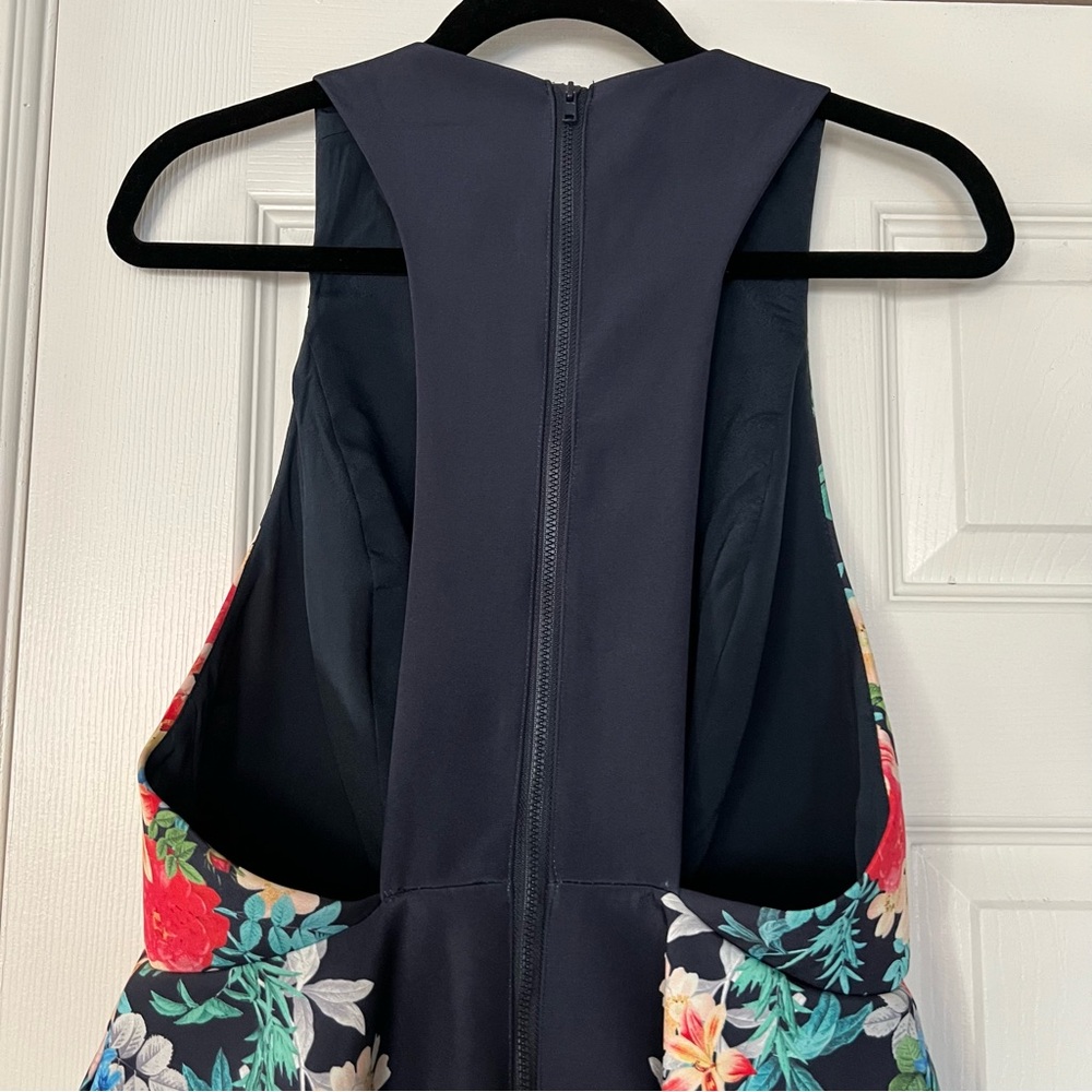Navy Floral Fit-and-Flare Dress - Picture 2 of 4